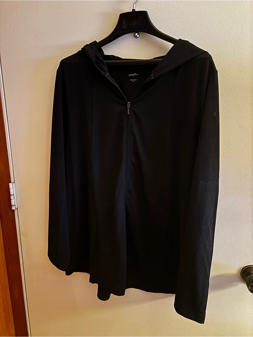 Pure J jill fit Black Zip-Up Hooded Jacket
